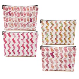 4pcs Pink Preppy Cowboy Boots Cosmetic Bags for Women Western Makeup Bag Western Stuff Country Girls Gifts Cowgirl Gifts for Women Friends Sisters Christmas Birthday Gift Zipper Bags Travel Pouch