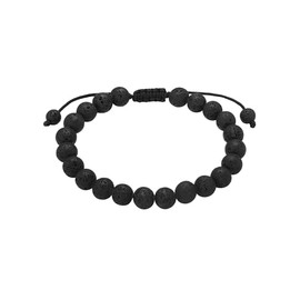 True Rebels Herren Armband Edelstahl schwarz Lavastein schwarz Edelsteinarmband