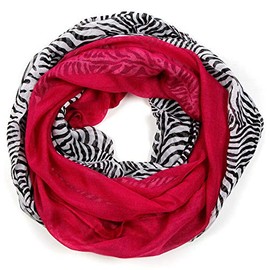 SERENITA Infinity scarfs for women. Plaid Leopard Flower Stripe Print Womens Scarves. Big Size, Zebra Purple