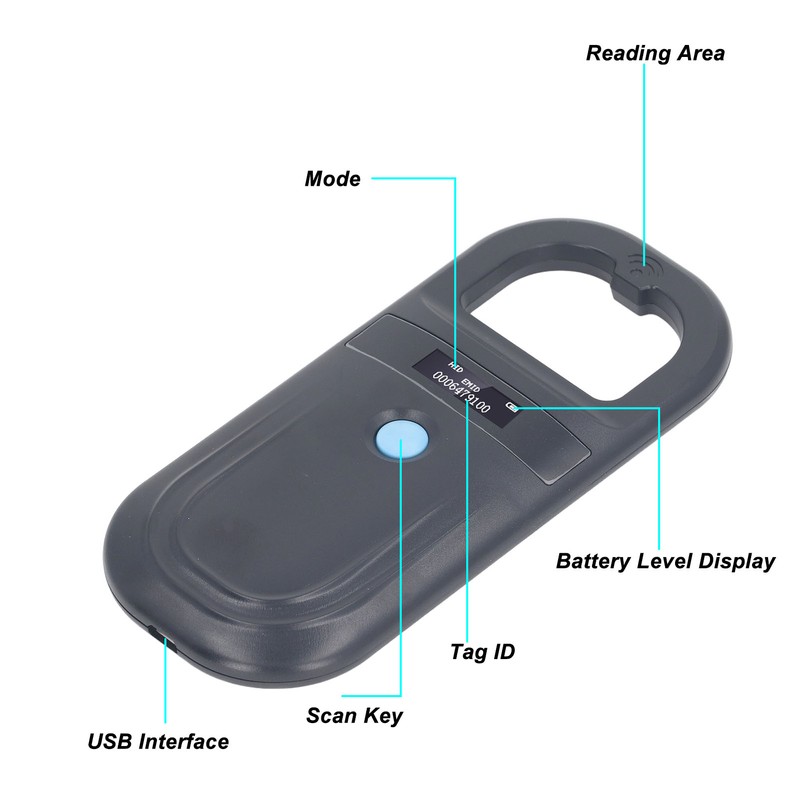 Animal ID Reader 134.2KHz ISO11784 85 FDX B EMID Handheld