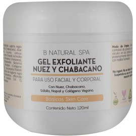 B-Natural Spa Gel Exfoliante de Nuez y Chabacano, con Colágeno Vegano, para Uso Facial y Corporal, 120 g