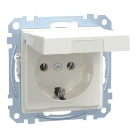 Merten MEG2311 0319 SCHUKO System M Socket with Hinged Lid, Plug-In Terminals, Glossy Polar White