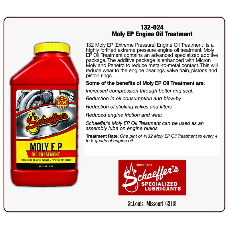 Schaeffer Motor Oil 132 Moly EP Engine Oil Treatment -