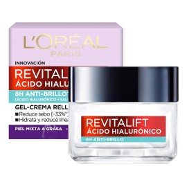 Gel Crema L'oréal Paris Ácido Hialurónico Anti Brillo 50ml