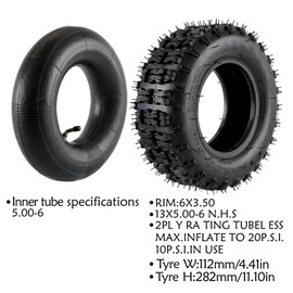 REBEKAMODS Front 13x5.00-6 13x5x6 Tire With 5.00-6 Inner Tube Replacement for Go Kart ATV Riding Lawn Mower Lawn Tractor and More