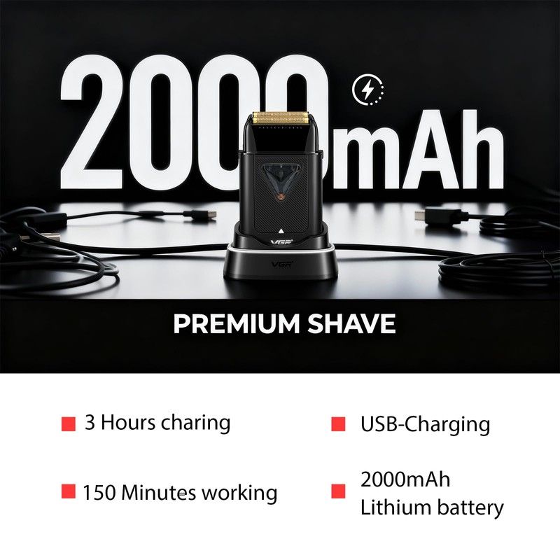 334 Foil Shaver for Bald Head with 10000 RPM Charging