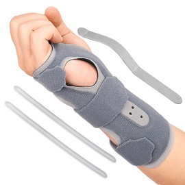 Wrist Brace, Night Wrist Sleep Support Brace, Relieve Carpal Tunnel Symptoms and Tendonitis For Arthritis Cushioned Pain, Adjustable One Size fits Most (grey)