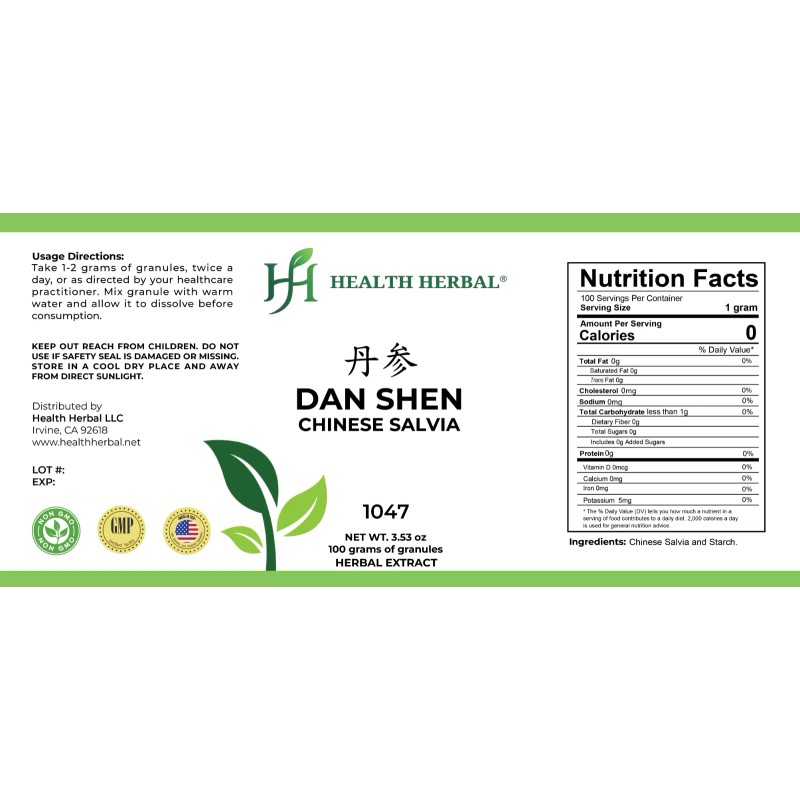 Health Herbal-Dan Shen/Salvia Root 100 Grams/Bottle