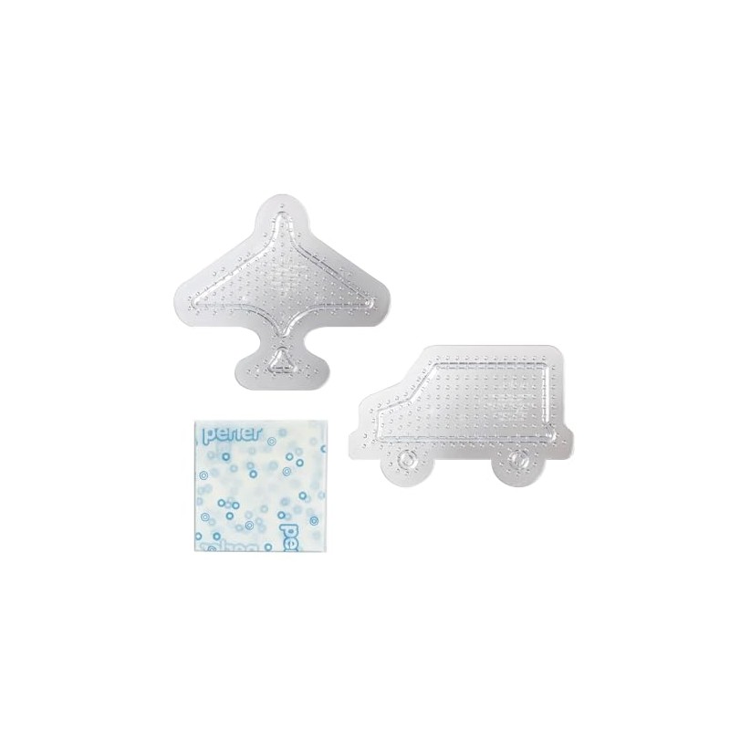Kawada 80-30033 Perler Beads Shape Plate Set, Plane and Car