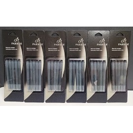 Parker : Refill Cartridge for Permanent Ink Fountain Pens, Black Ink 5 Pack Qty6