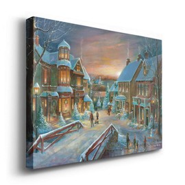 Renditions Gallery Home for The Holidays Wall Art, Charming Christmas Village, Idyllic Festive Decorations, Premium Gallery Wrapped Canvas Decor, Ready to Hang, 18 in H x 27 in W, Made in America