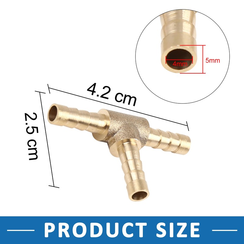 A ABSOPRO Barb Hose Fitting 3 Way T Connector 5mm