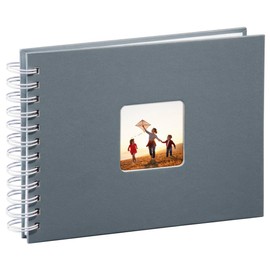 Hama 00002111 Photo Album with 50 White Pages 25 Sheets – 24 x 17 cm, with Cut-Out for Insertable Picture) Gray (White Pages) , Grey