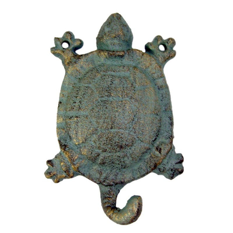 Wowser Cast Iron Turtle Wall Hook Set, Nautical Home Decor,