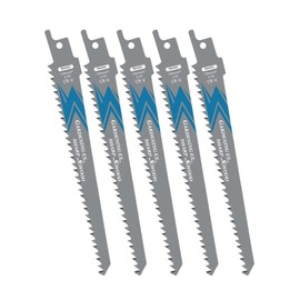 EZARC R644GS Sabre Saw Blades, Set of 5, for Wood, Accessories, for Quick Cuts, 150 mm, 6TPI