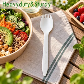 1000 Count 6" Compostable Sporks, BPI Certified,Bulk Cutlery Utensils Spork