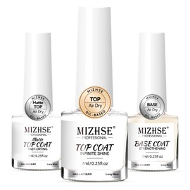 MIZHSE Quick Dry Clear Nail Polish, Basic Nail Polish, High Shine Finish and Matte Finish, Long Lasting Air Dry Fast Regular Polish Non Gel Nail Art Manicure Home