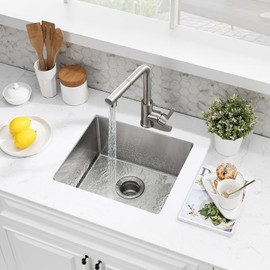 WMXQX 15 Inch Undermount Bar Sink, 15x15 Bar Sink Undermount Stainless Steel Small Kitchen Sinks 18 Gauge Single Bowl Kitchen Prep Wet Bar Sinks with Basket Strainer