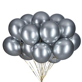 Chrome Balloons 12inch 50 Pcs Silver Latex Metallic Balloons Thicken Helium Shiny Balloons For Weddings Birthdays Baby Shower Graduation Party Decorations Supplies - Metallic Silver Balloons