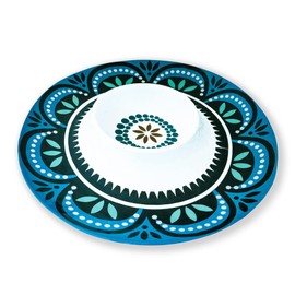 WunderfulThings Chip Dip Bowl Chips & Salsa Dish All-in-One JUMBO Serving Bowl for Chips and Dip - Shatter Resistant Embossed Melamine (hard plastic resin)