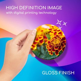 1 x Round Coaster - French Marigold Flowers Cork Backed MDF Glossy Tea Coffee Accessory #12539