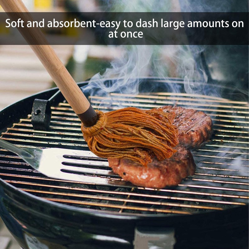 Apvok Two Size Bbq Mop Brushes For Sauce Wooden Long