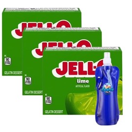 Candy Freezer Gelatin Dessert Mix - 3 oz Boxes (Pack of 3) - With Collapsible Bottle (Lime) - Bottle