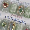 Rose Embed Handmade Nail Tips - Square L / 로즈