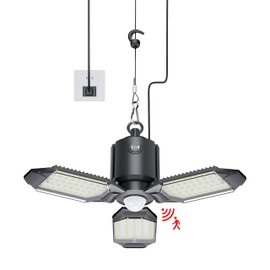 Craftersmark Plug in Garage Light Motion Sensor, 80W 8000LM Motion Sensor Lights Indoor, Deformable LED Shop Motion Activated Bulb for Basement, Warehouse, Barn(1 Pack)