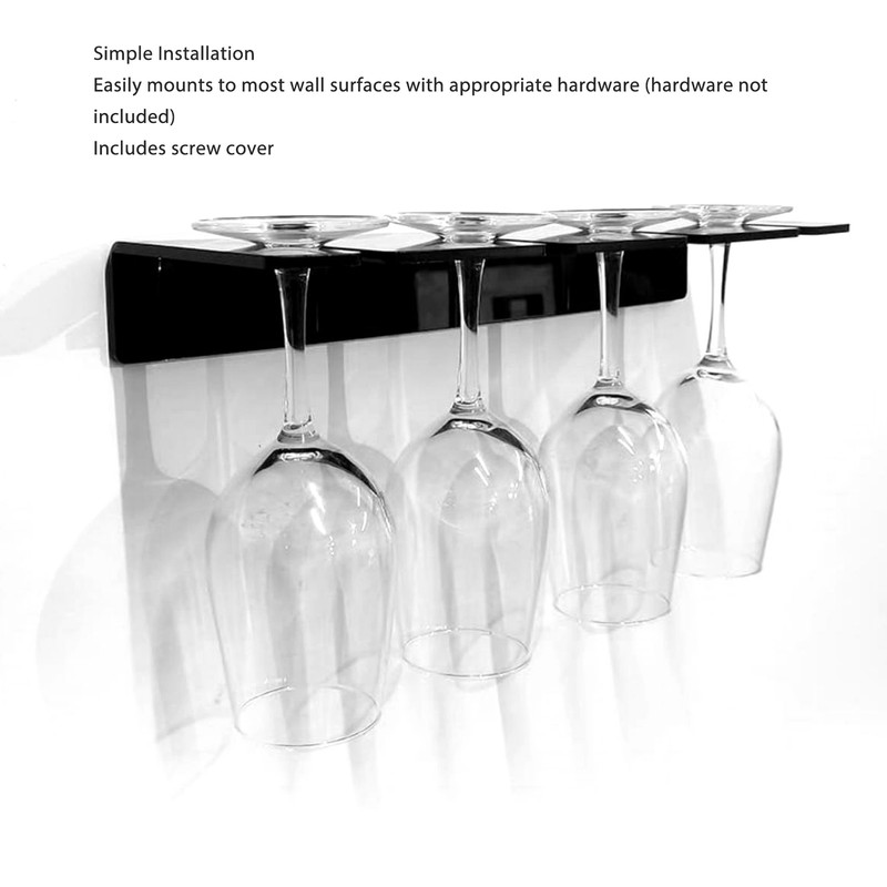 2Pcs Wall Mounted Acrylic Wine Glass Holder Space Saving Stemware