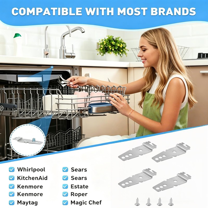 4-Pack Dishwasher Bracket-Undercounter, Dishwasher Clips, Dishwasher Mounting Bracket, with Screws
