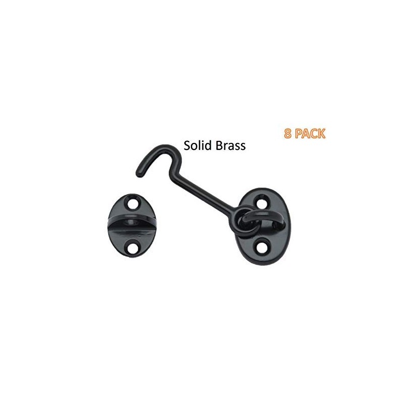 QCAA Forged Brass Cabin Hook Latch & Eye, 2-1/2", Matte