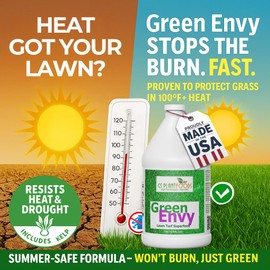 GS Plant Food Green Envy Liquid Lawn Food - Summer-Ready Organic Fertilizer for Heat-Stressed Lawns, All Grass Types (1 Gallon)