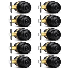 Sopoby Privacy Door Knob, 10 Pack Matte Black Round Keyless Doorknobs Interior/Exterior Lockset, Privacy Locking Door Knobs for Bedroom/Bathroom, Black Modern Design Door Hardware