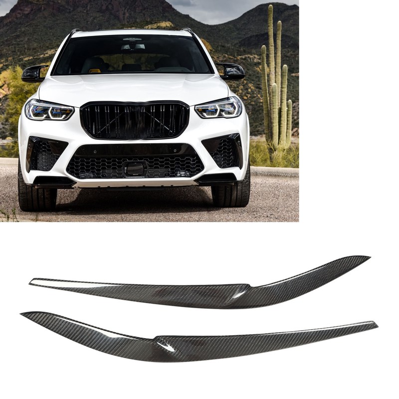 1Pair Headlight Eyelid Trim Protective Stylish Carbon Fiber Headlight Eyebrow