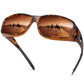 Peekaco Polarized Sunglasses Fit Over Glasses for Men Women, Wrap Around Sunglasses UV400 Protection for Driving