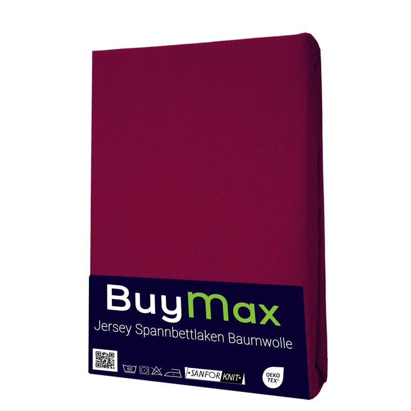 Buymax Jersey Fitted Sheet, 100% Cotton, Base Height, High Base,