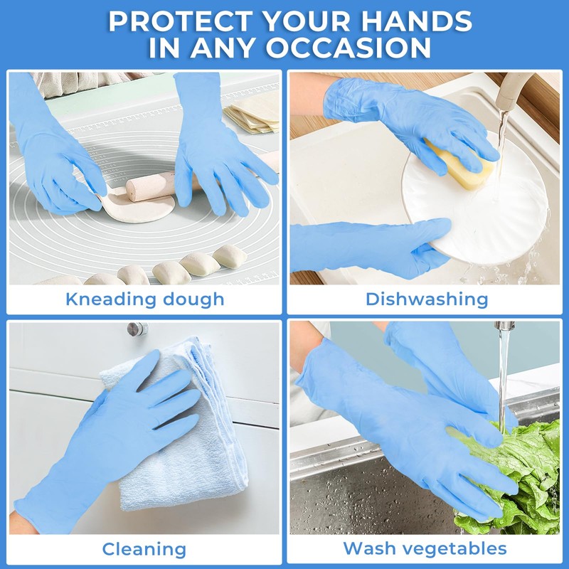 Disposable Nitrile Gloves - Pack of 50, Extended Cuff Cleaning