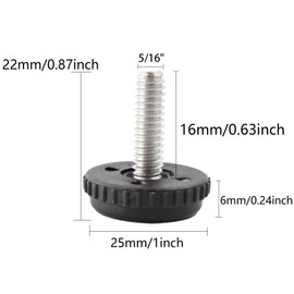 bociloy 12pcs Adjustable Leveling Feet, 5/16”-18 Screw in Threaded Leveling Furniture Legs Pads Glides, Stainless Steel Adjustable Furniture Levelers for Cabinets Sofa Tables Chairs, Black