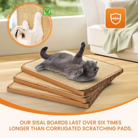Cat Scratching Board, Corrugated Cardboard with Sisal Pad, 3 in1 Cat Scratch Pad with Box, Cardboard Scratch Boxes for Large Sized Cats, Cat Scratchers for of Indoor Cats with Sisal Toys Handmade