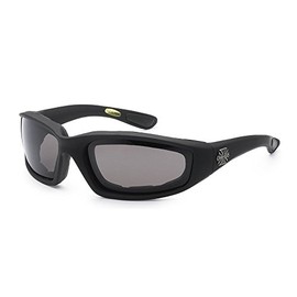 Maya Ulrich Ltd BLACK Chopper Wind Resistant Riding Sunglasses Glasses Padded Sports Motorcycle Black Lens