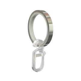 Flairdeco 16 x Metal Curtain Rings with Sliding Insert / Pleat Hooks 33/24mm Stainless Steel Effect