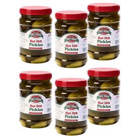 Mrs. Klein's Hot Pickles - Spicy Dill Pickles Made with Natural Ingredients - Kosher, Low Carb and Gluten Free -Wholesale Hot Pickles- 32 oz - 6 pack