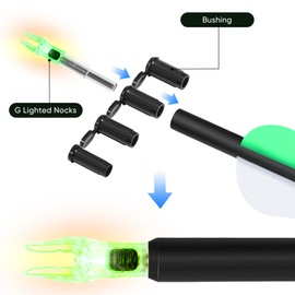 KEAUP 6/12 Pack G Lighted Nocks for Arrows with .165 .204 .233 .244 .246 Inside Diameter with X, H, S, GT Bushings High-Visibility LED Arrow Nocks, ON/Off Switch Included (6 Pack/Flash)