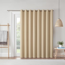 Eclipse Darrell Thermaweave Blackout Grommet Extra Wide 84" x 100" Sliding Patio Door Curtain Panel in Wheat
