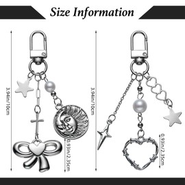 HUAAPLEGO 2Pcs Bow Keychains for Women Cute Bag Charms Heart Keychain with Alloy Swivel Clasp for Backpack Decoration Purse Charm