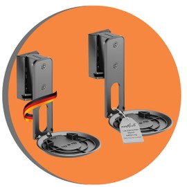 PureMounts supporto per diffusori per Sonos Era 100 set di 2, supporto a parete per diffusori con gestione dei cavi, orientabile +/-45°, inclinabile 0/-18°, capacità di carico 3 kg, nero