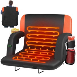 Slendor Dual-Sided Heated Stadium Seats for Bleachers with Back Support, 3 Levels Heating Bleacher Seat with Backs and Cushion Armrests Reclining - size: 25in 1pc