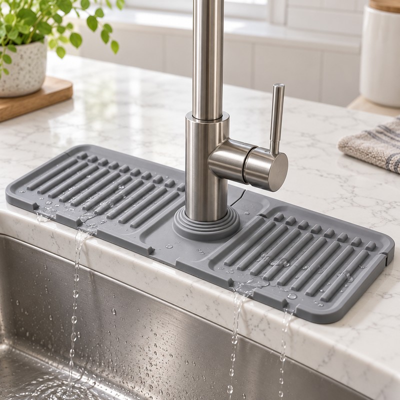 Silicone Faucet Splash Guard for Kitchen & Bathroom Sinks –