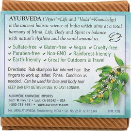 Auromere Ayurvedic Shampoo Bar - Eco Friendly, Handmade, Vegan, Cruelty Free, Natural, Non GMO, All in One Bar for Soap and Shampoo (4.23 oz), 4 pack